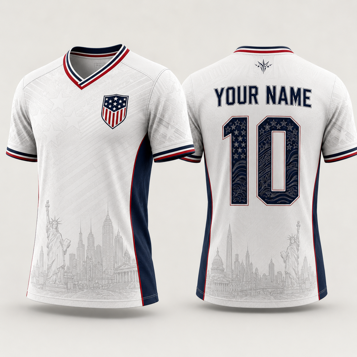 USA Football National Team Fooball Shirt, Patriotic American Flag V-Neck For Men, Father's Day Presents