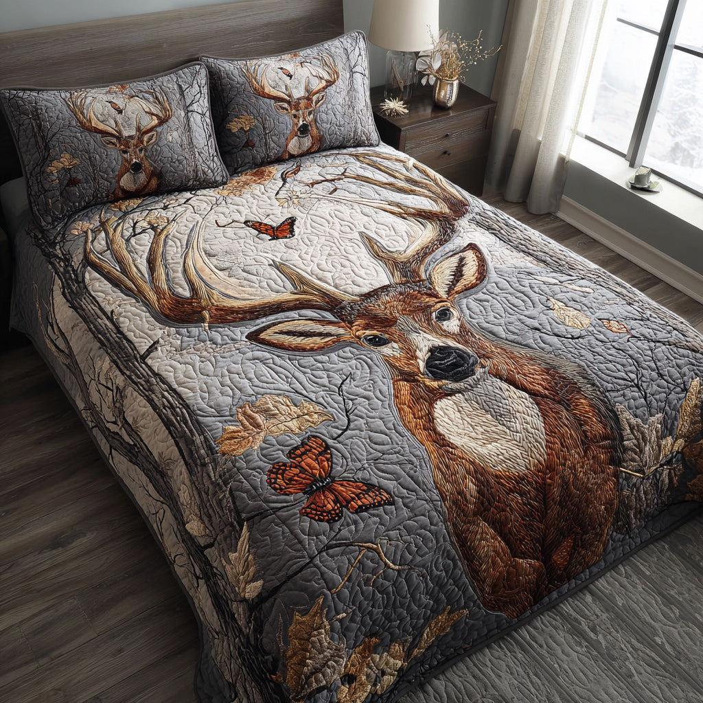 Majestic Deer Camo Quilted Bedding Set Fall Quilt Sets New Home Gift