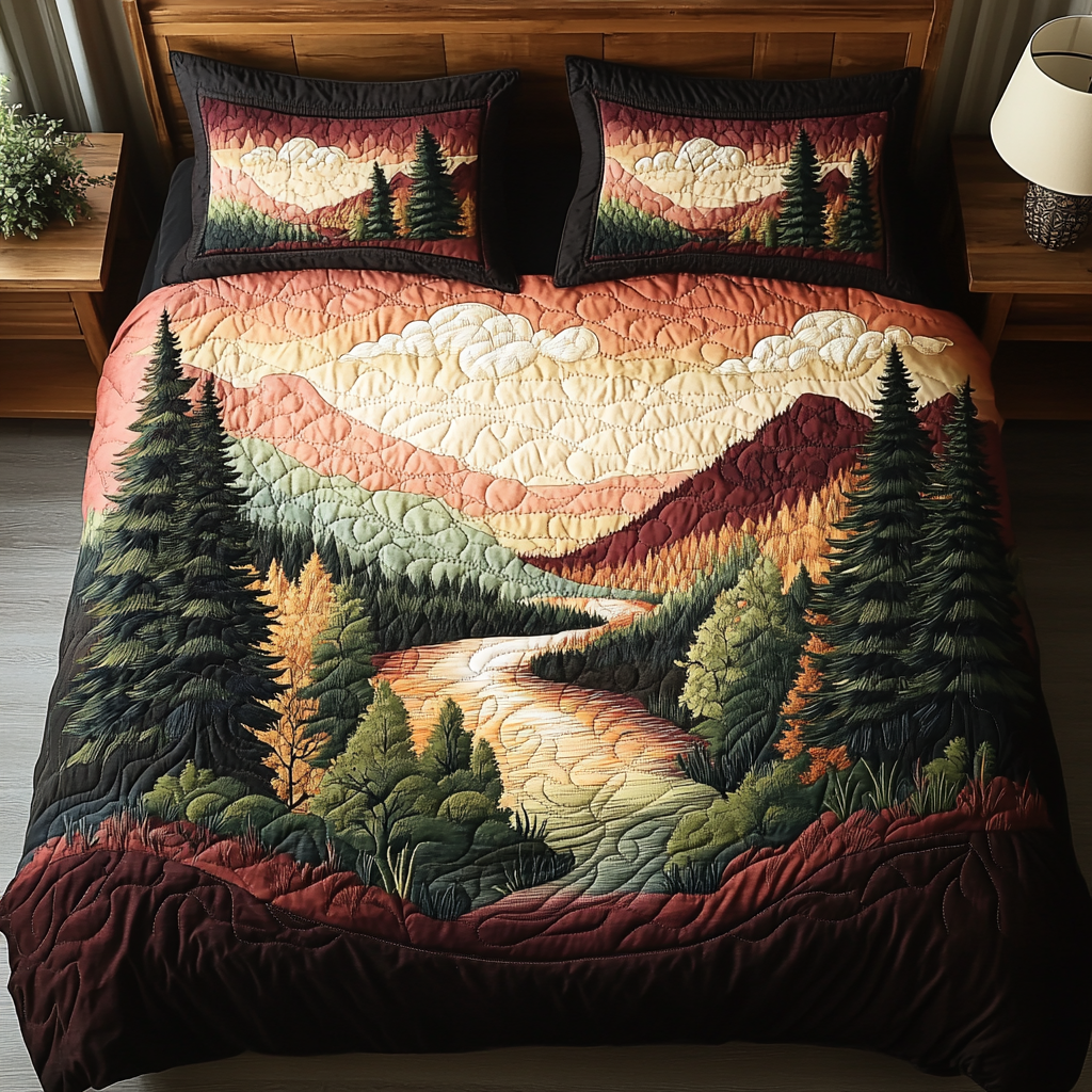 Meadow Calm Quilted Bedding Set Lightweight Quilt Set Nature Lover Gift Fall Decor Gift
