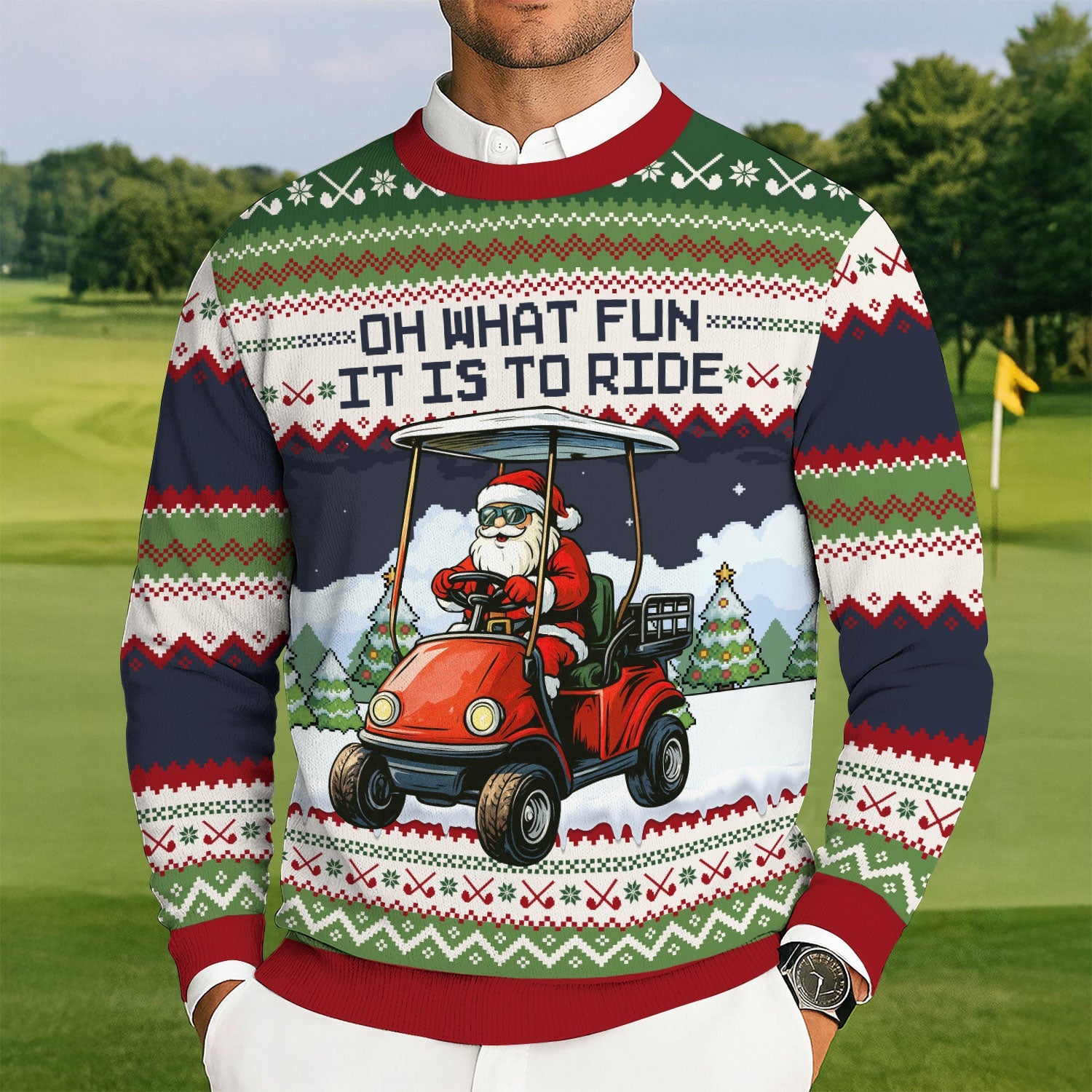 Oh What Fun It Is To Ride Christmas Ugly Sweater, Golf Ugly Christmas Sweater, Christmas Golf Shirt