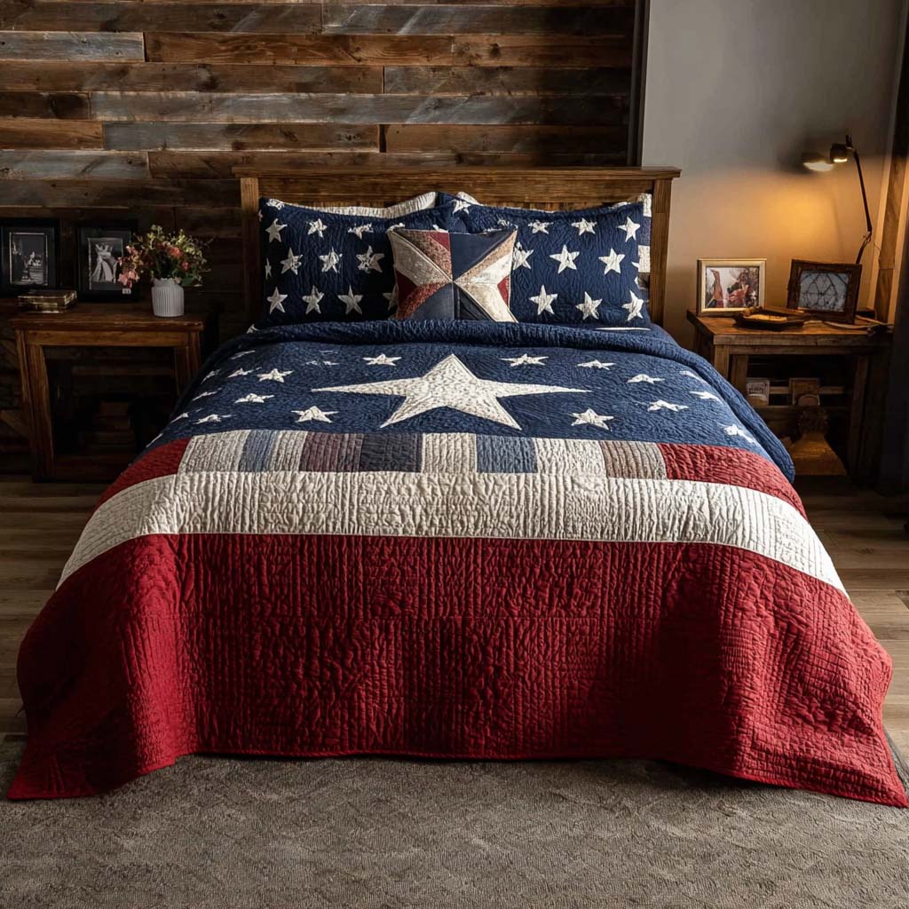 Midnight Patriot Quilted Bedding Set Quilted Bedspread Mothers Day Gift