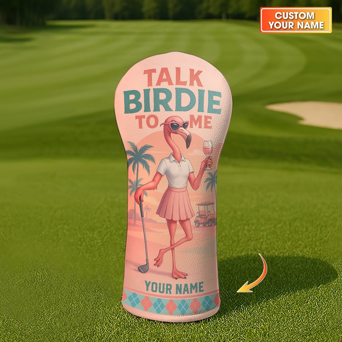 Personalized Flamingo Golf Head Cover - Golf Gift For Golfers