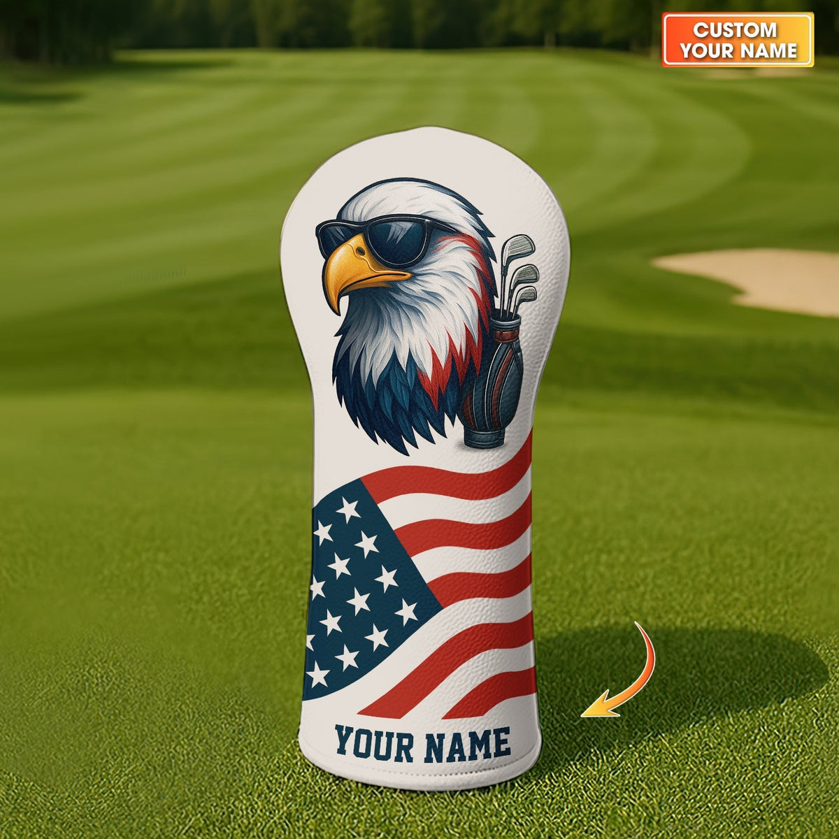 American Flag Golf Head Cover - Custom Golf Headcovers Gift