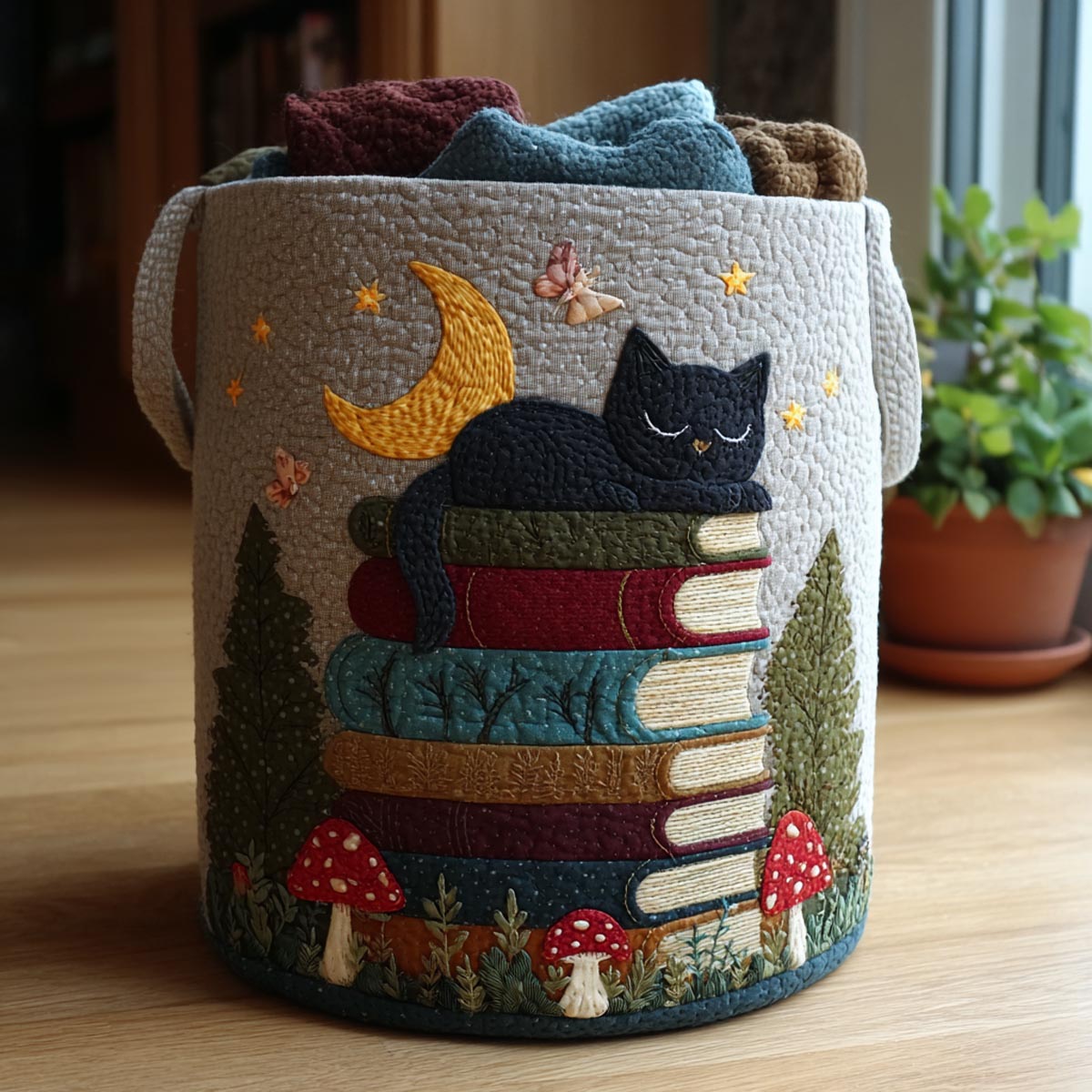 Moonlit Cat Laundry Basket Laundry Gifts, Housewarming Gift Ideas, Mother's Day Gifts