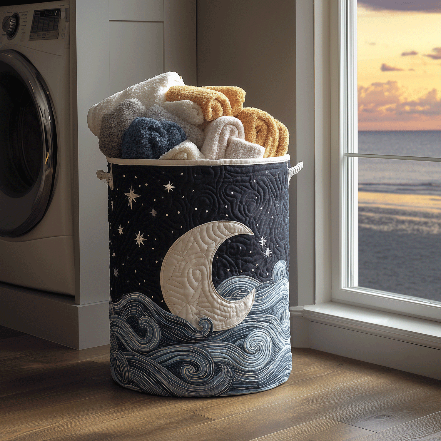 Moonlit Waves Laundry Basket Laundry Gifts, Housewarming Gift Ideas, Mother's Day Gifts