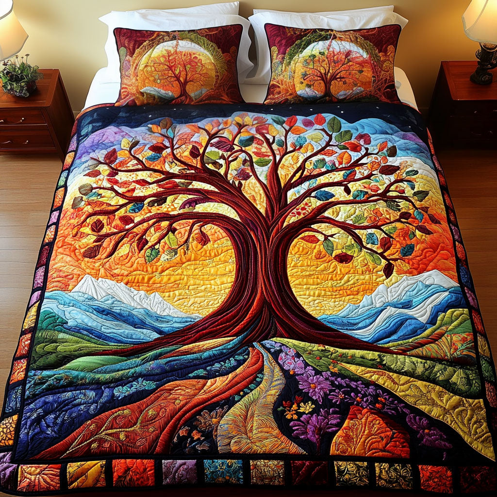 Nature Embrace Quilted Bedding Set Fall Quilt Sets Nature Lover Gift Fall Decor Gift