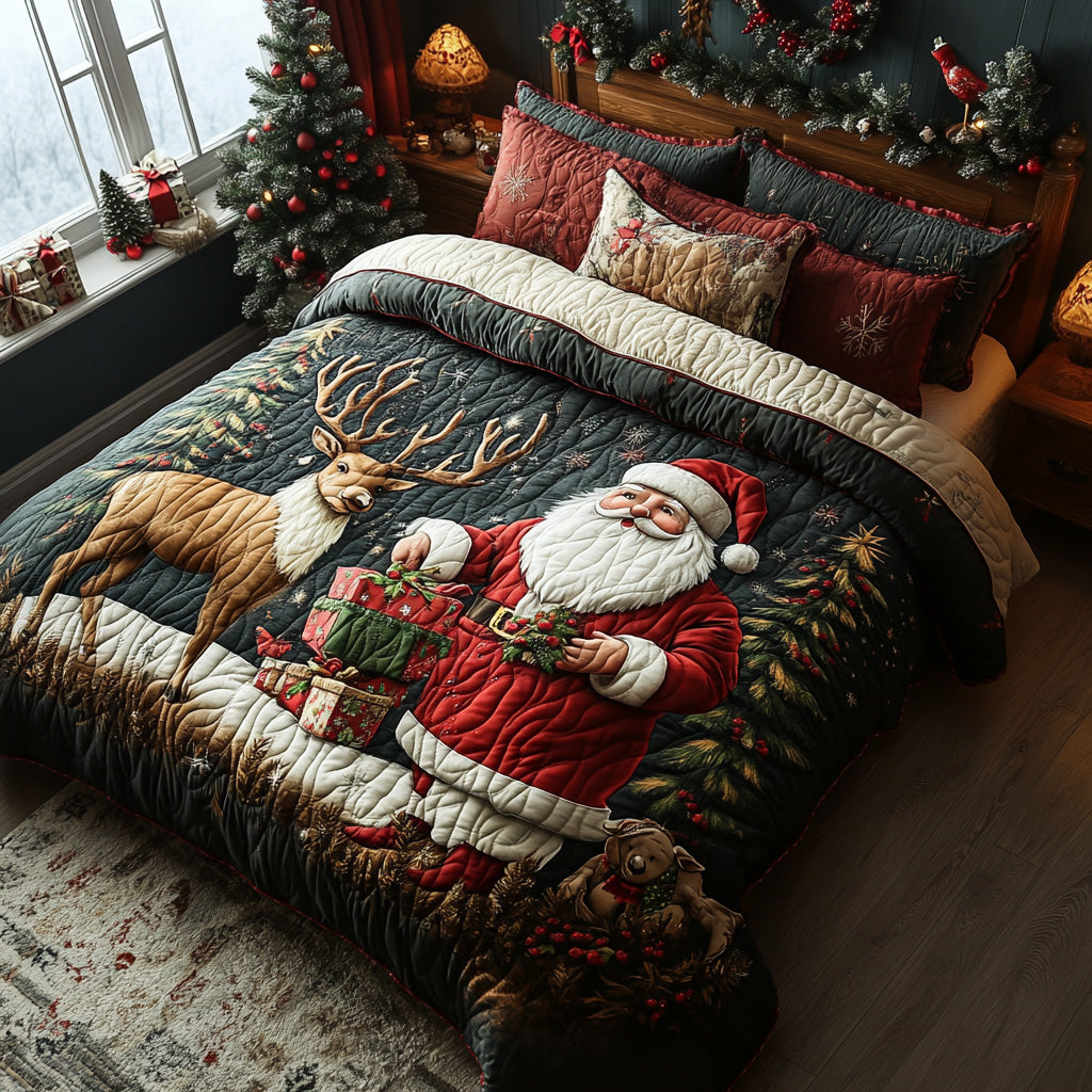 Nordic Reindeer Quilted Bedding Set Fall Quilt Sets New Home Gift