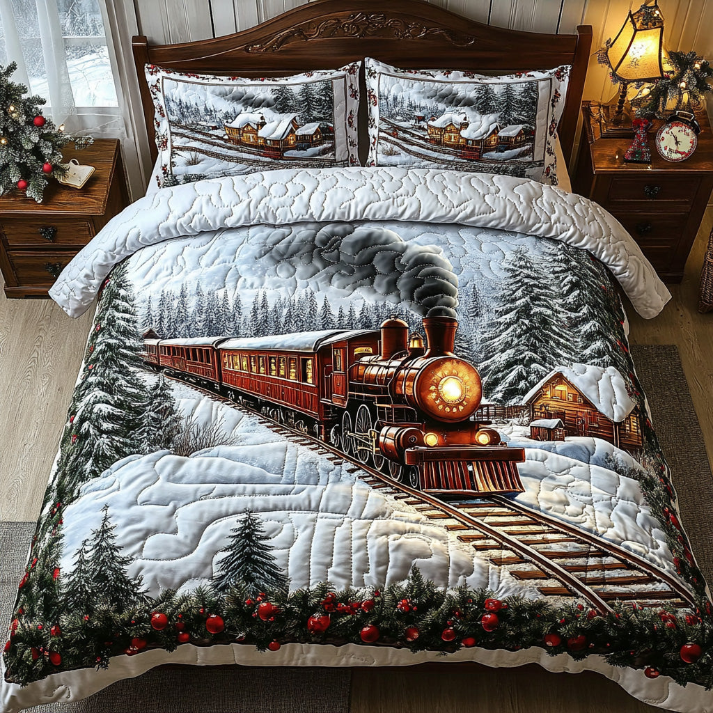 North Pole Line 3-Piece Quilted Bedding Set Bedspread Set New Home Gift