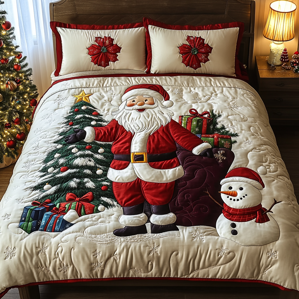 North Pole Spirit Quilted Bedding Set Bedspread Set Housewarming Gift
