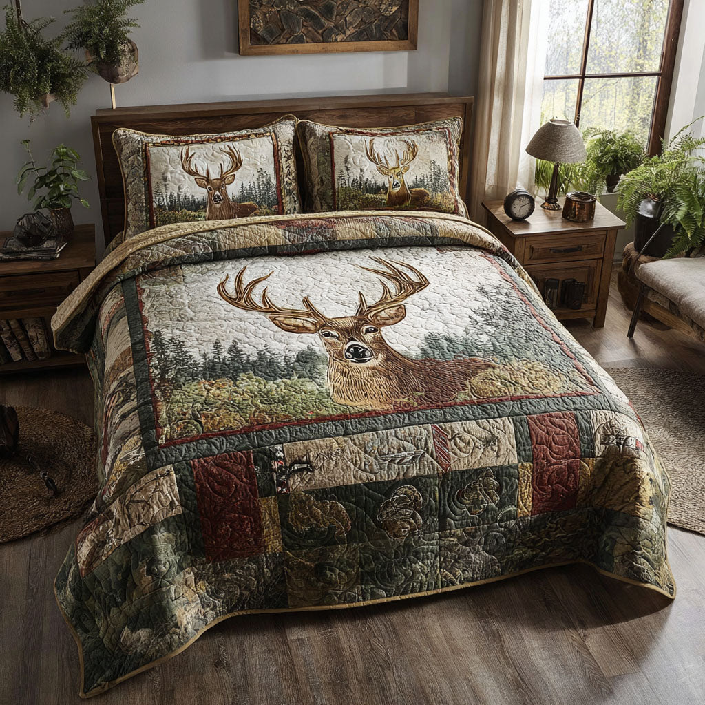 Northern Buck 3-Piece Quilted Bedding Set Bedspread Set Thanksgiving Gift