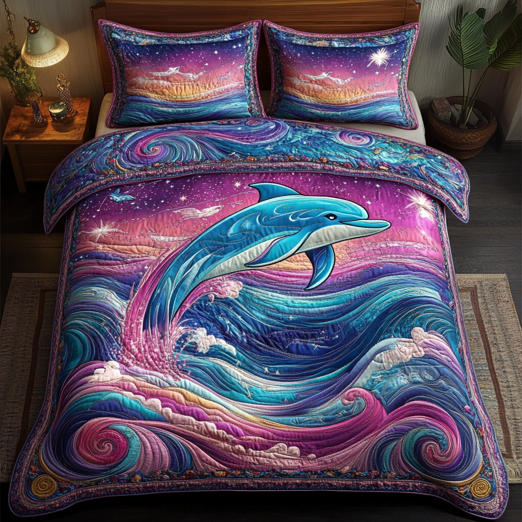 Ocean Dancer 3-Piece Quilted Bedding Set Bedspread Set Thanksgiving Gift