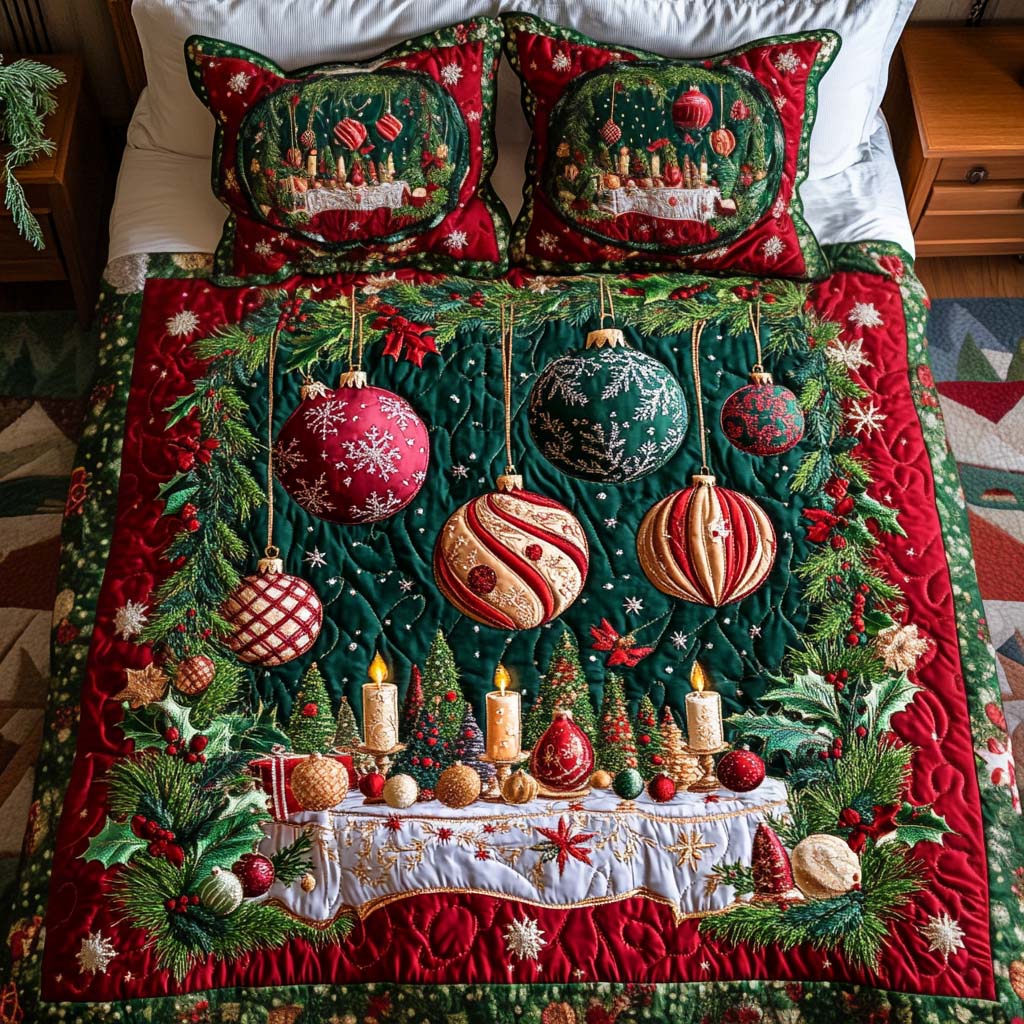 Ornament Magic Quilted Bedding Set Lightweight Quilt Set Thanksgiving Gift