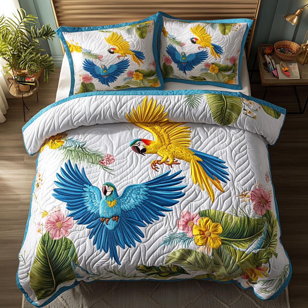 Parrot Dreams Quilted Bedding Set Quilted Bedspread Thanksgiving Gift