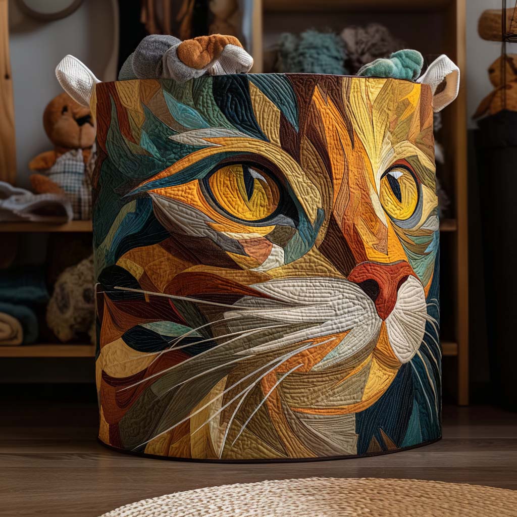 Patchwork Cat Laundry Basket Laundry Gifts, Housewarming Gift Ideas, Mother's Day Gifts