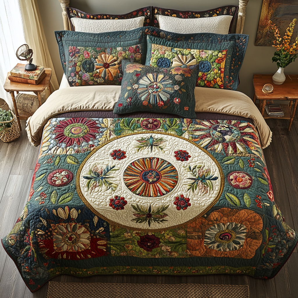 Patchwork Grace 3-Piece Quilted Bedding Set Lightweight Quilt Set New Home Gift