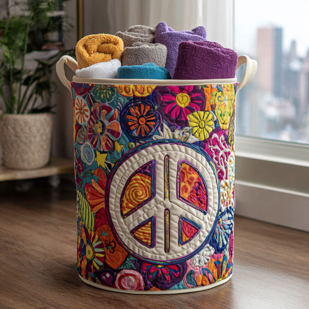 Patchwork Peace Laundry Basket Laundry Gifts, Housewarming Gift Ideas, Mother's Day Gifts