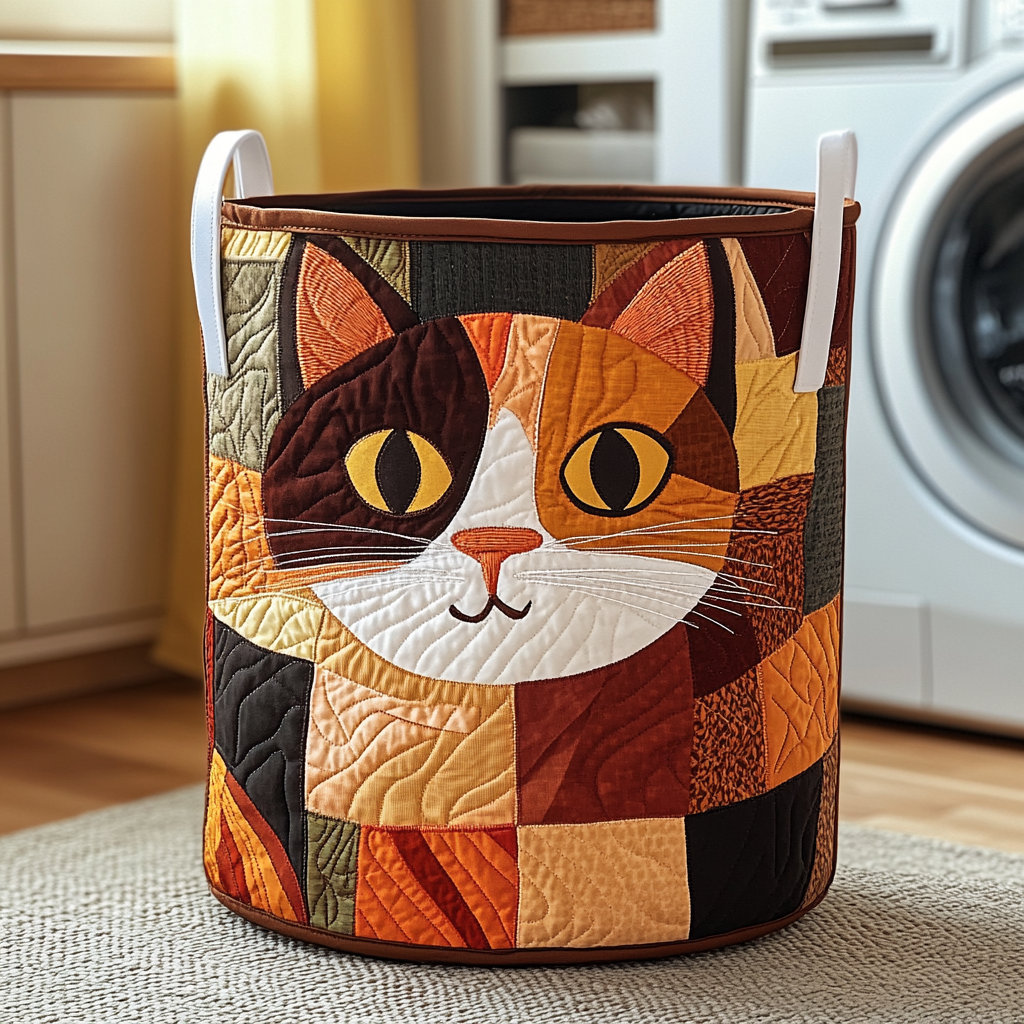Patchy Cat Laundry Basket Laundry Gifts, Housewarming Gift Ideas, Mother's Day Gifts