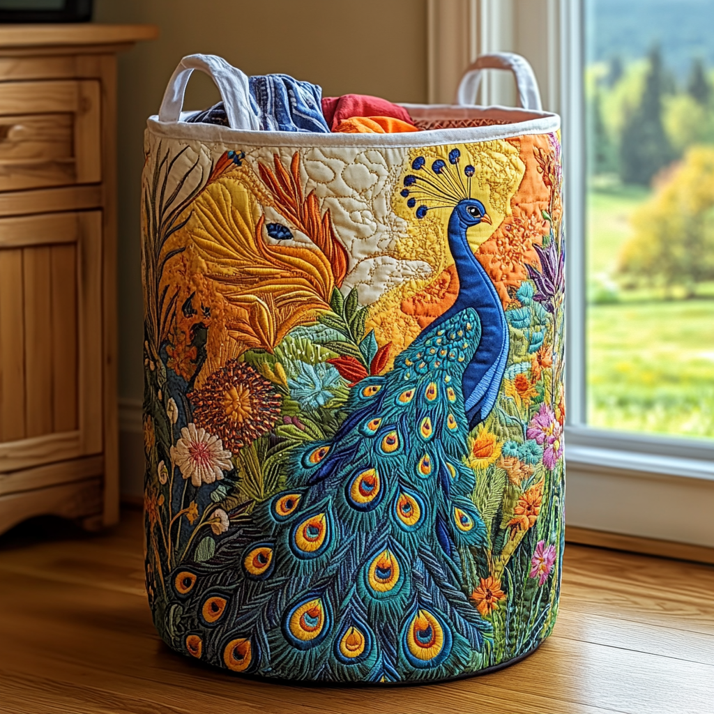 Peacock Glory Laundry Basket Laundry Gifts, Housewarming Gift Ideas, Mother's Day Gifts