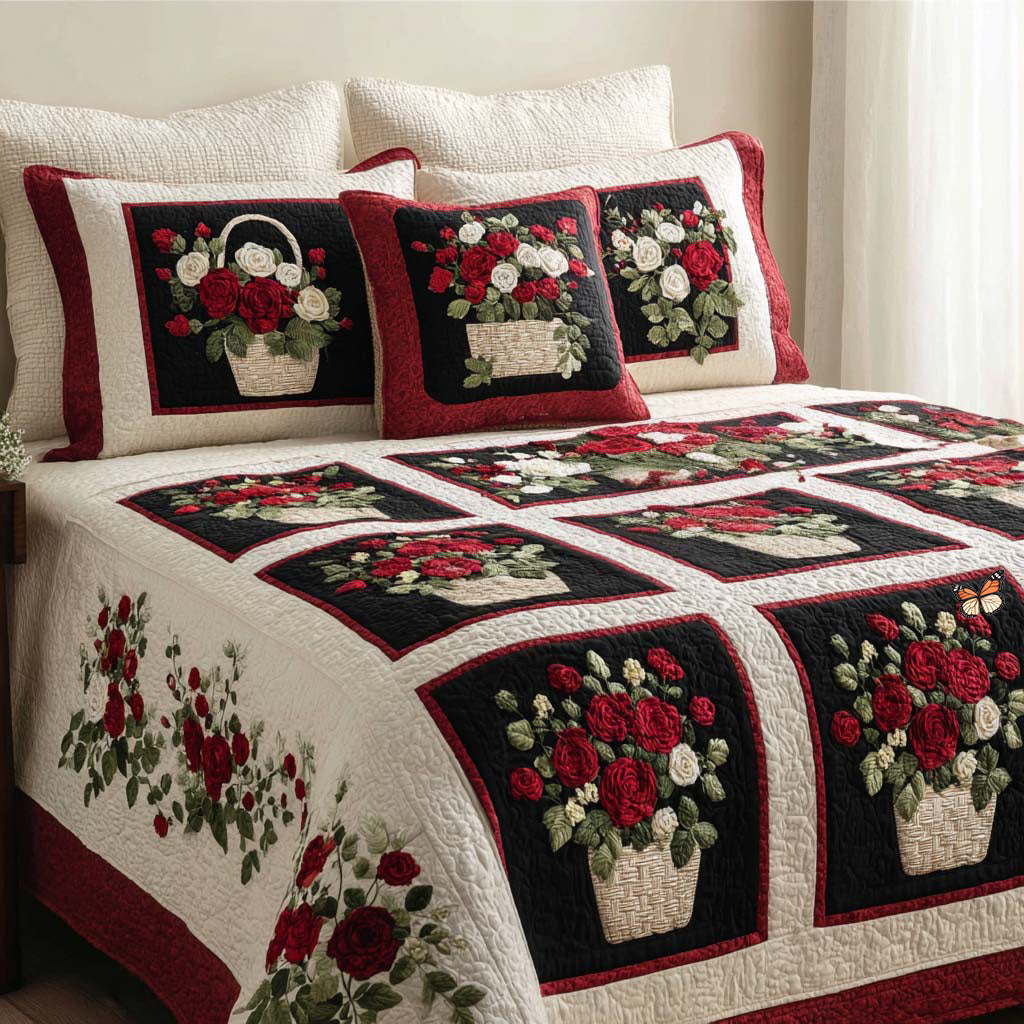 Petal Cascade Quilted Bedding Set Quilted Bedspread Mothers Day Gift