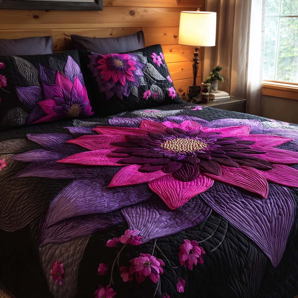 Petal Harmony 3-Piece Quilted Bedding Set Fall Quilt Sets Thanksgiving Gift