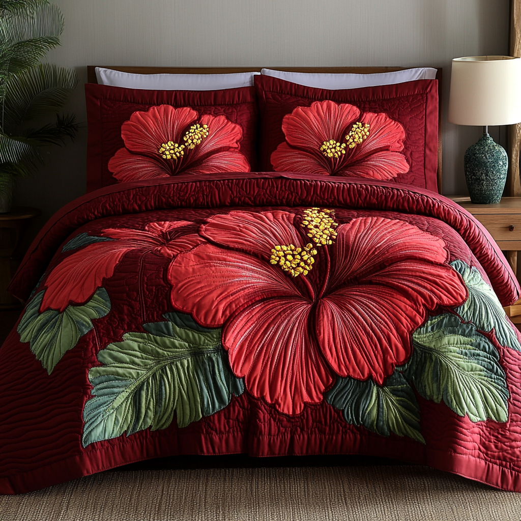 Petal Harmony 3-Piece Quilted Bedding Set Lightweight Quilt Set Housewarming Gift
