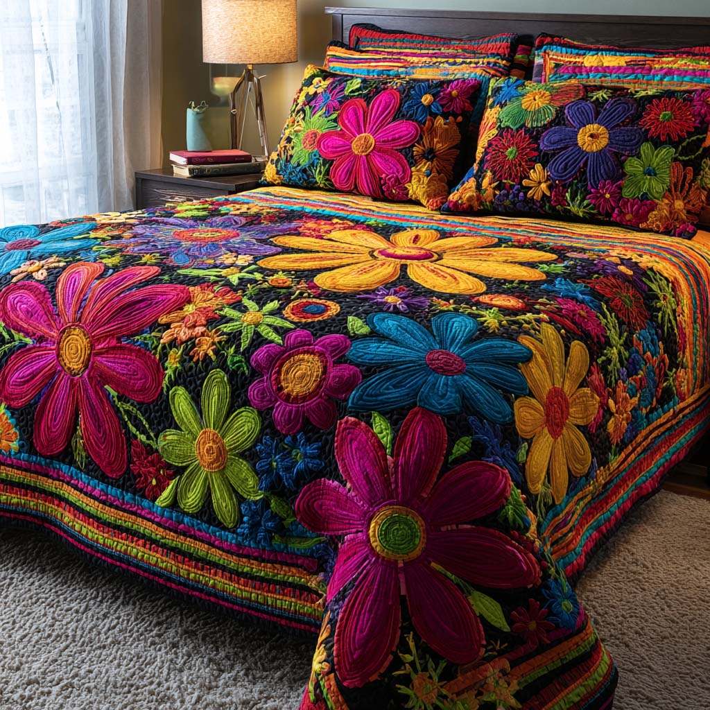 Petal Serene 3-Piece Quilted Bedding Set Bedspread Set Mothers Day Gift