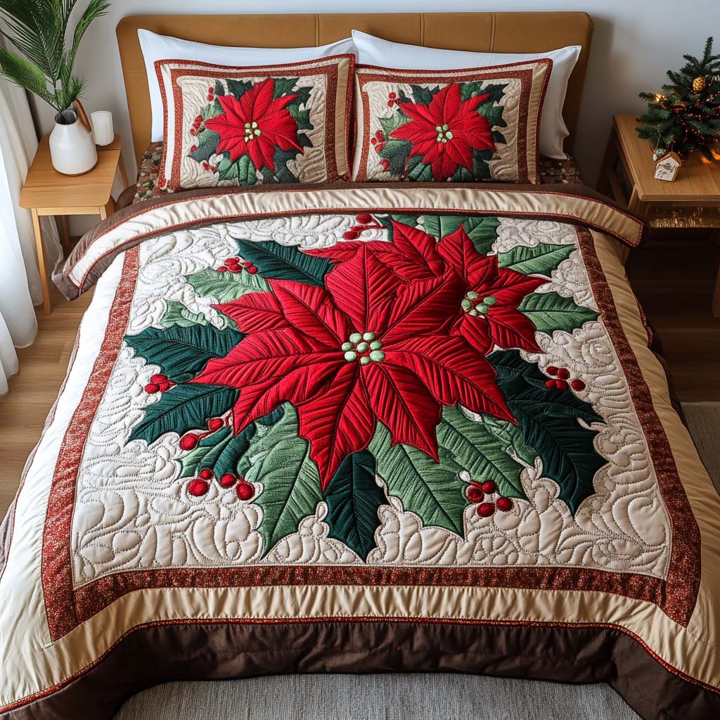 Pine Glow Quilted Bedding Set Bedspread Set Mothers Day Gift
