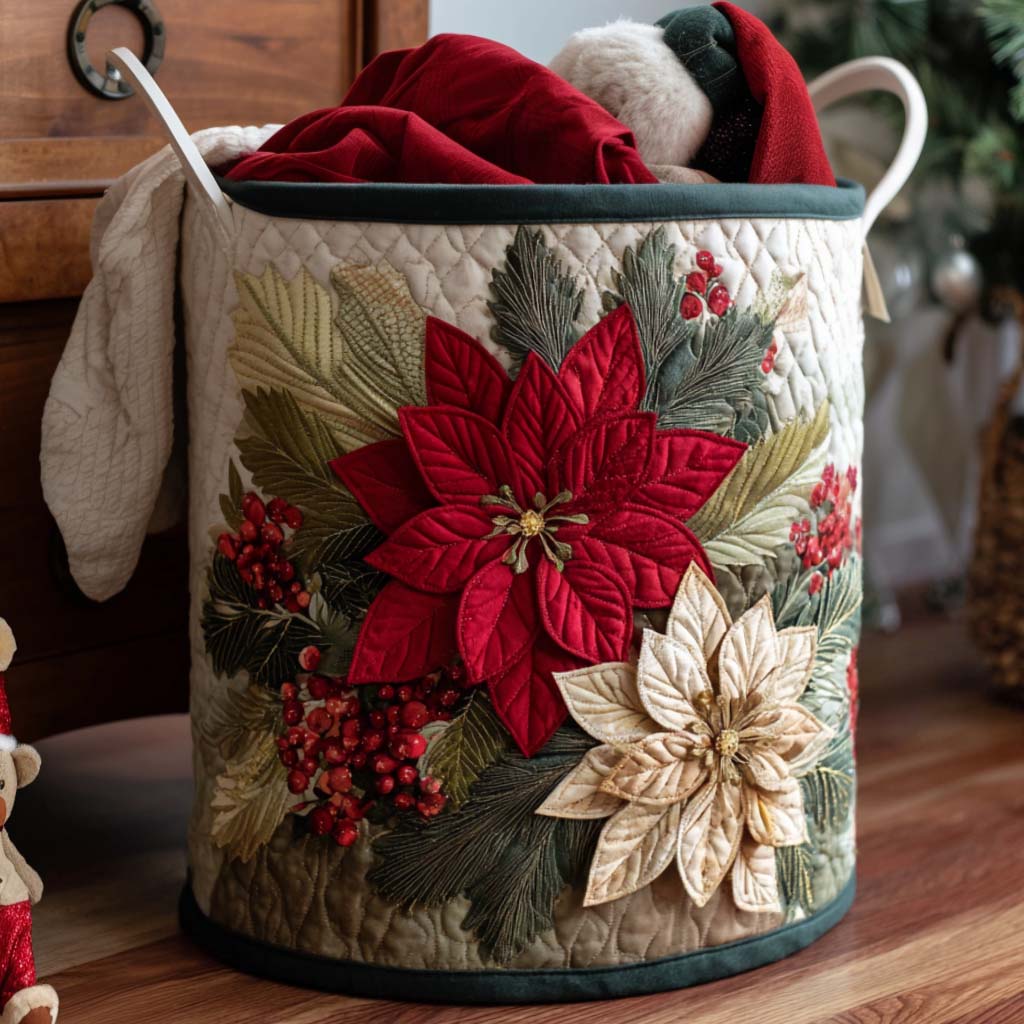 Poinsettia Joy Laundry Basket Laundry Gifts, Housewarming Gift Ideas, Mother's Day Gifts