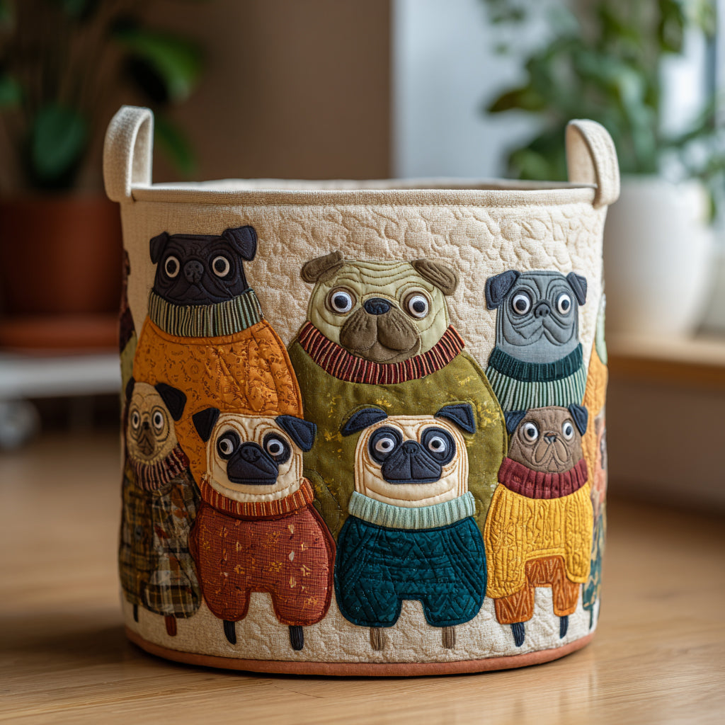 Pug Friends Laundry Basket Laundry Gifts, Housewarming Gift Ideas, Mother's Day Gifts