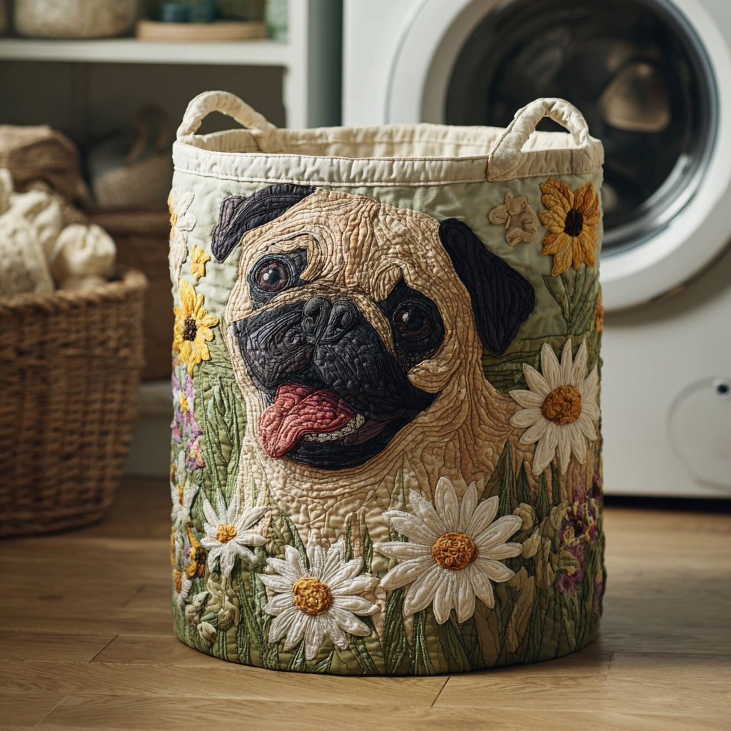 Pug in Daisies Laundry Basket Laundry Gifts, Housewarming Gift Ideas, Mother's Day Gifts