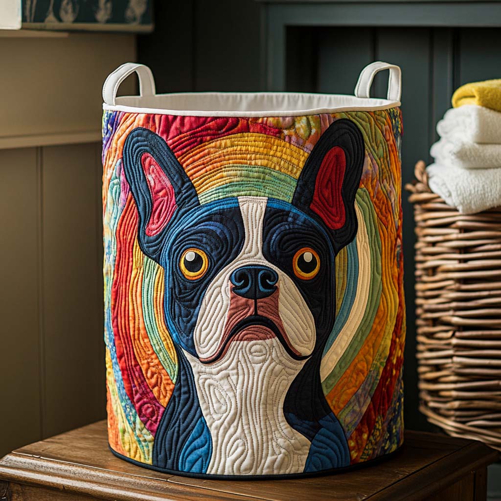 Rainbow Boston Terrier Laundry Basket Laundry Gifts, Housewarming Gift Ideas, Mother's Day Gifts