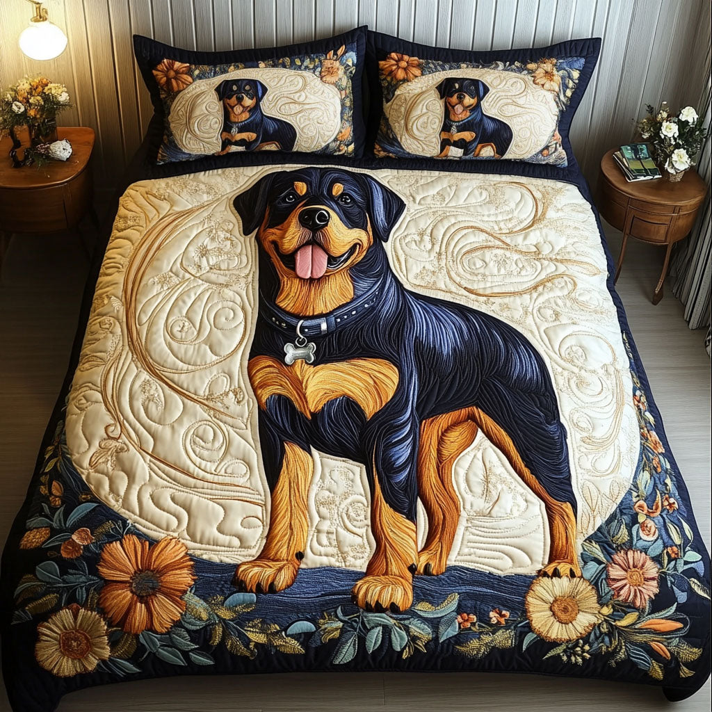 Regal Rottie Quilted Bedding Set Quilted Bedspread Thanksgiving Gift