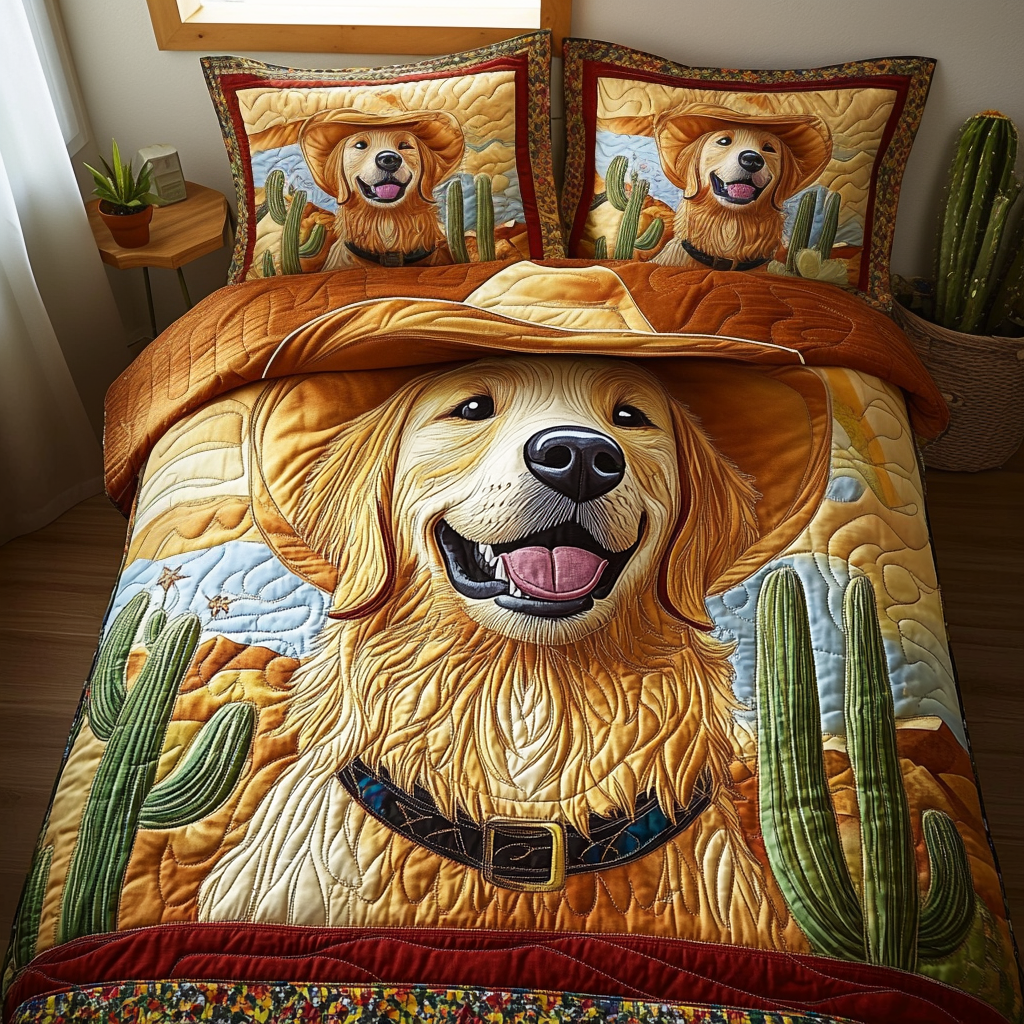 Retriever Rodeo Quilted Bedding Set Fall Quilt Sets Thanksgiving Gift