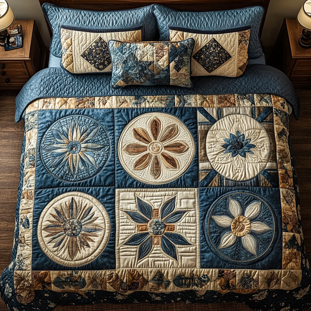 Rustic Bloom Quilted Bedding Set Lightweight Quilt Set Nature Lover Gift Fall Decor Gift