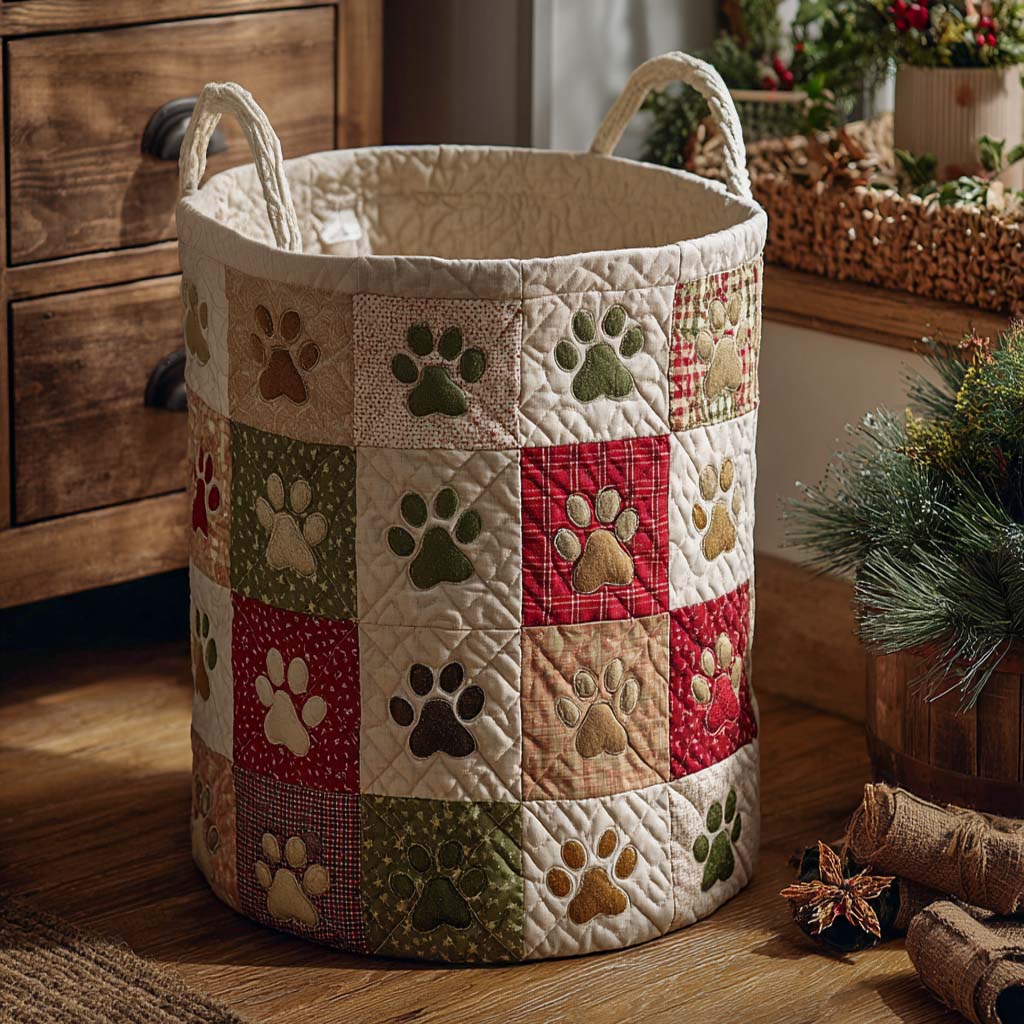 Rustic Paws Patchwork Laundry Basket Laundry Gifts, Housewarming Gift Ideas, Mother's Day Gifts