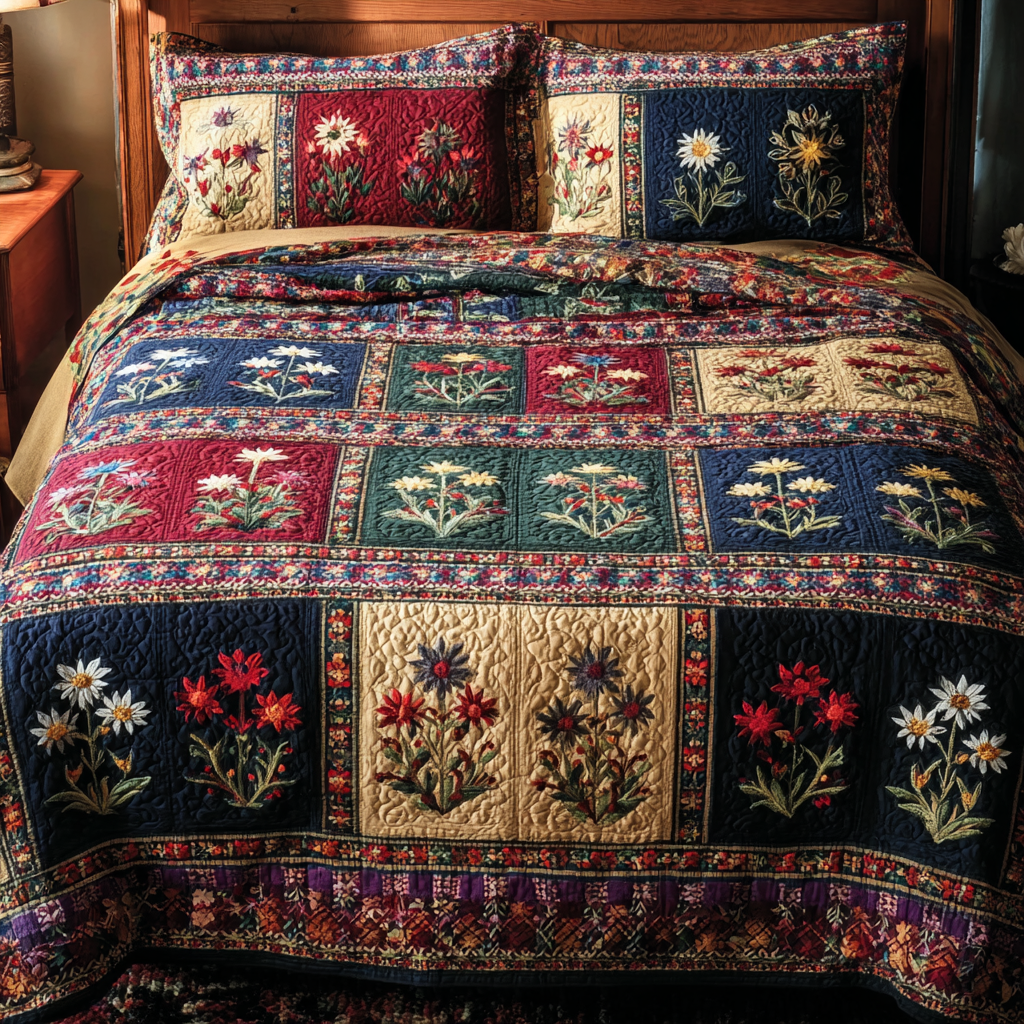 Rustic Petals Quilted Bedding Set Quilted Bedspread New Home Gift