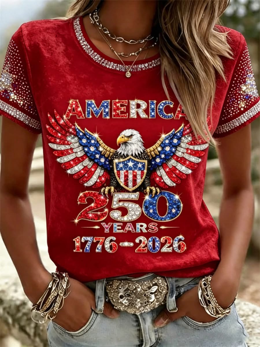 USA 250th Anniversary Shirt, Patriotic Eagle 1776-2026, 4th of July T-Shirt for Women