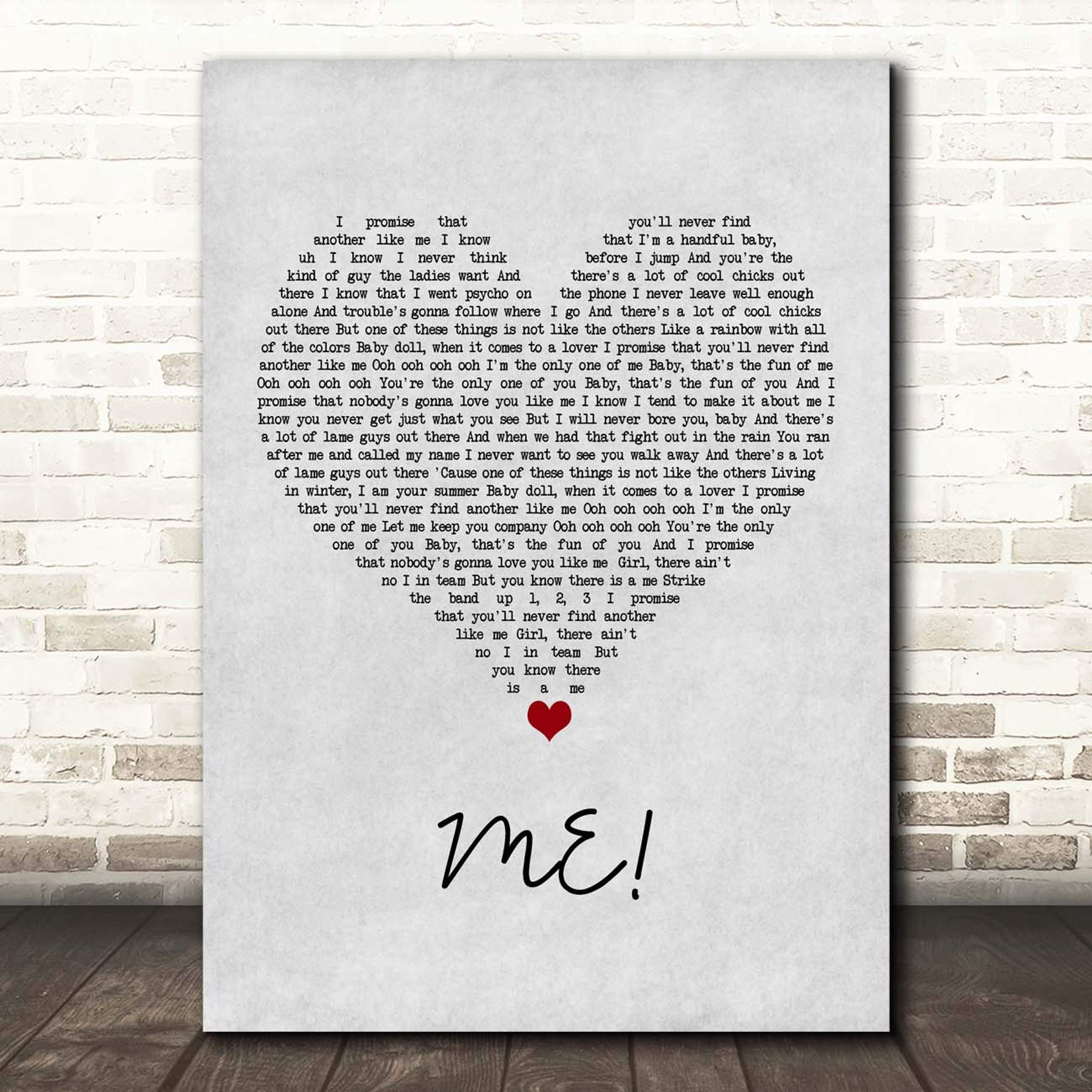 Fearless Canvas Wall Art With Song Lyrics, Grey Heart Song Lyric, Gift For Swifties