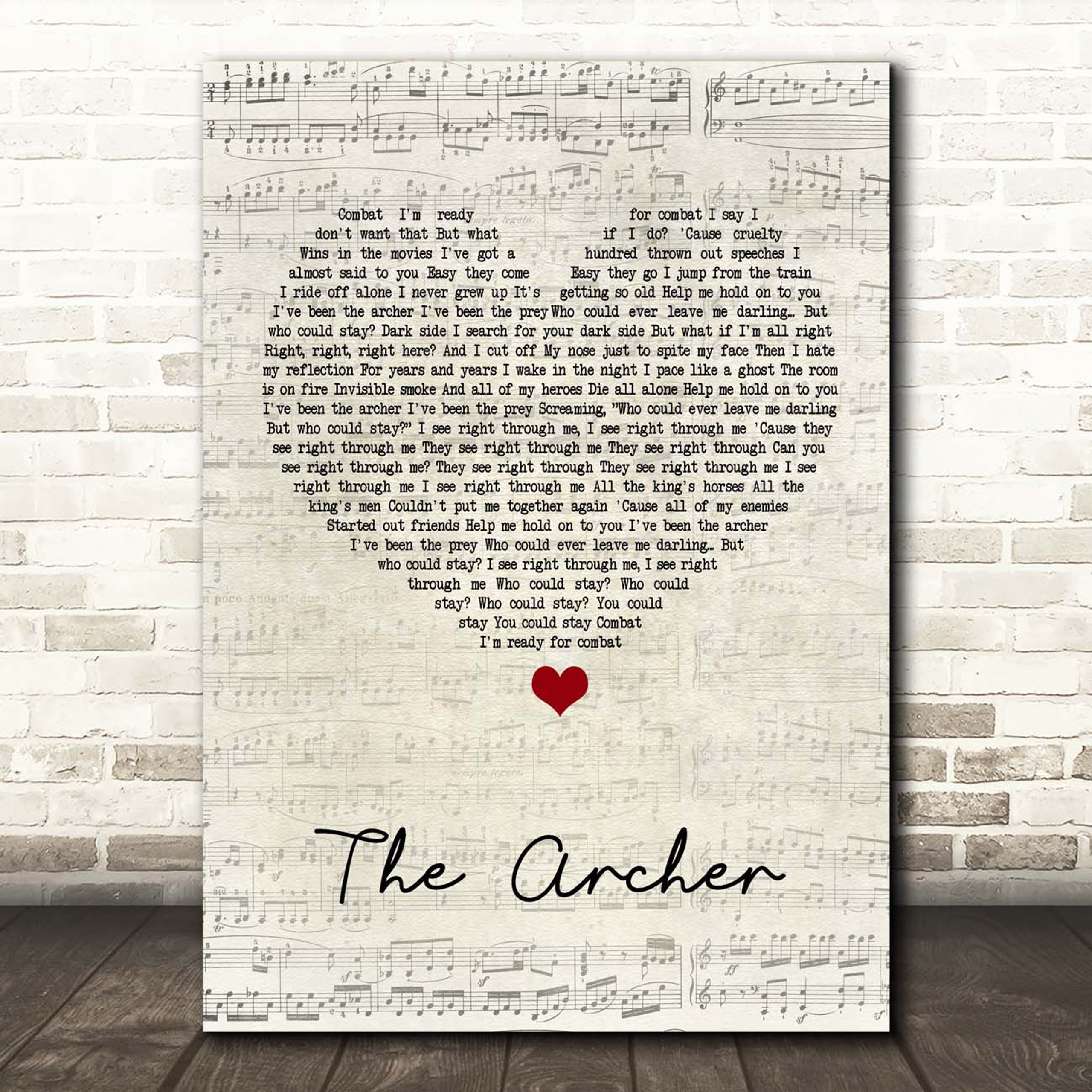 The Archer Canvas Wall Art With Song Lyrics, Heart Song Lyric Music Canvas, Gift For Swifties