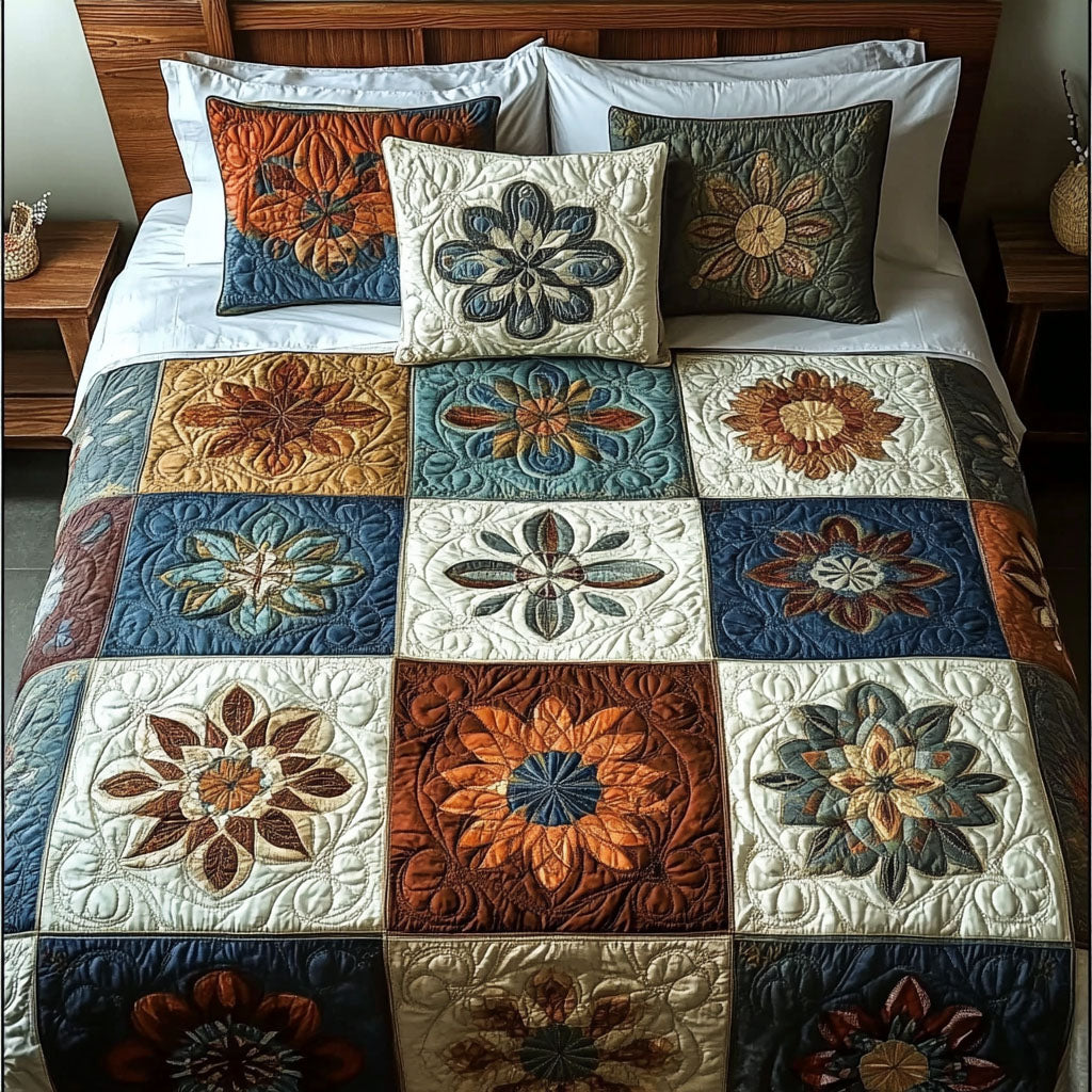 Sacred Geometry Quilted Bedding Set Fall Quilt Sets Housewarming Gift
