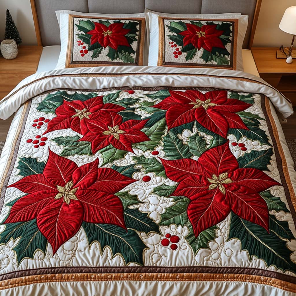 Scarlet Joy 3-Piece Quilted Bedding Set Lightweight Quilt Set New Home Gift