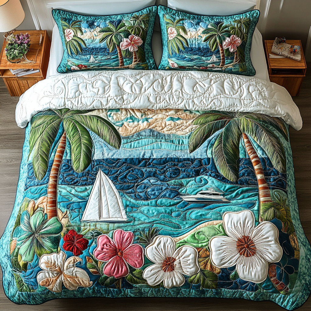 Seaside Escape Quilted Bedding Set Quilted Bedspread New Home Gift