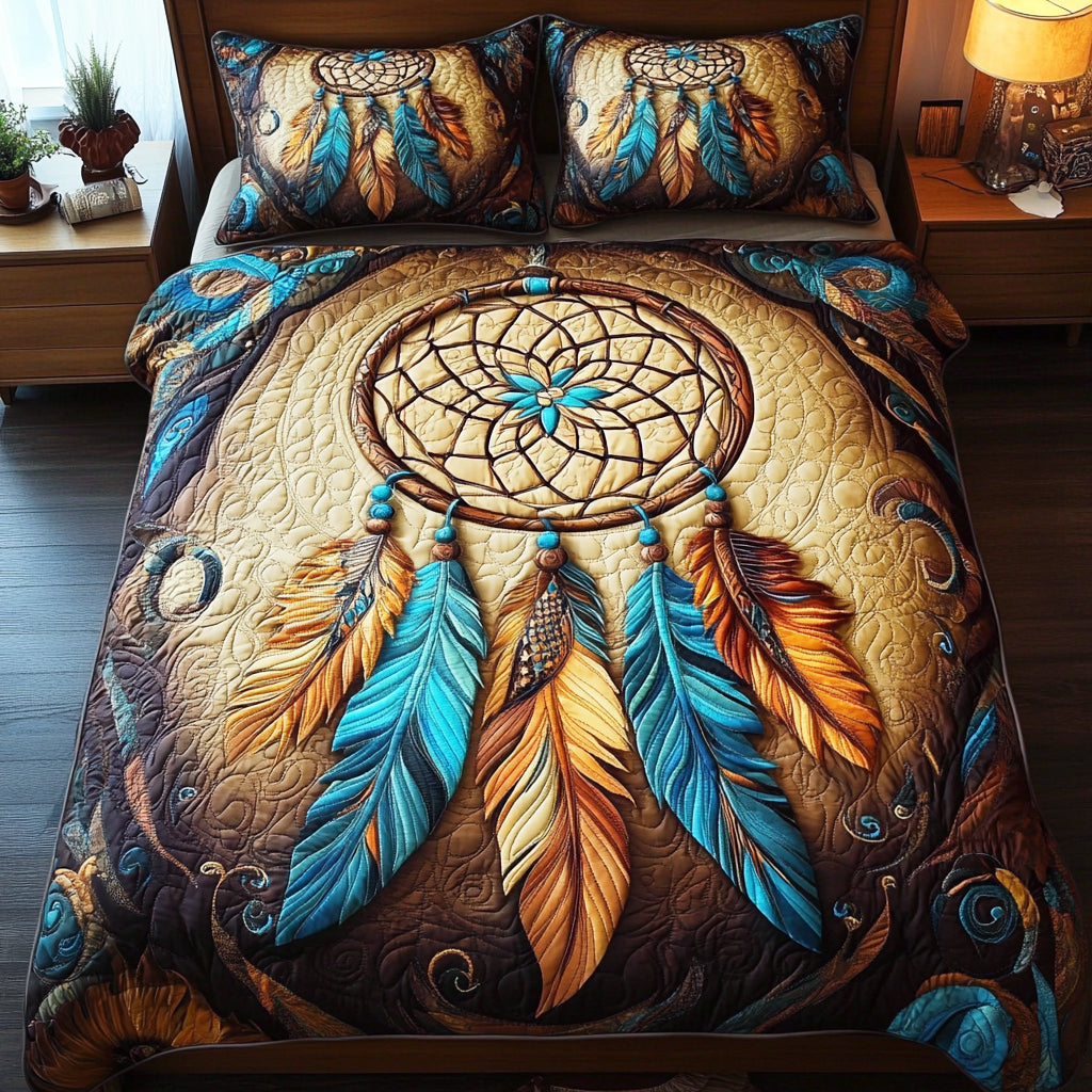 Serenity Dreamcatcher Quilted Bedding Set Lightweight Quilt Set Pet Lover Gift Fall Decor Gift