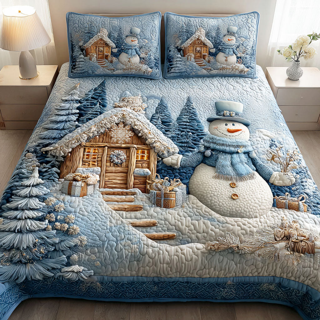 Silent Snow Eve 3-Piece Quilted Bedding Set Lightweight Quilt Set Thanksgiving Gift