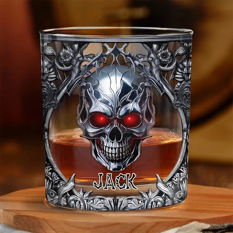 Gothic Skeleton Custom Whiskey Glasses, Gift For Whiskey Lover, Dark Vibe Custom Rocks Glasses