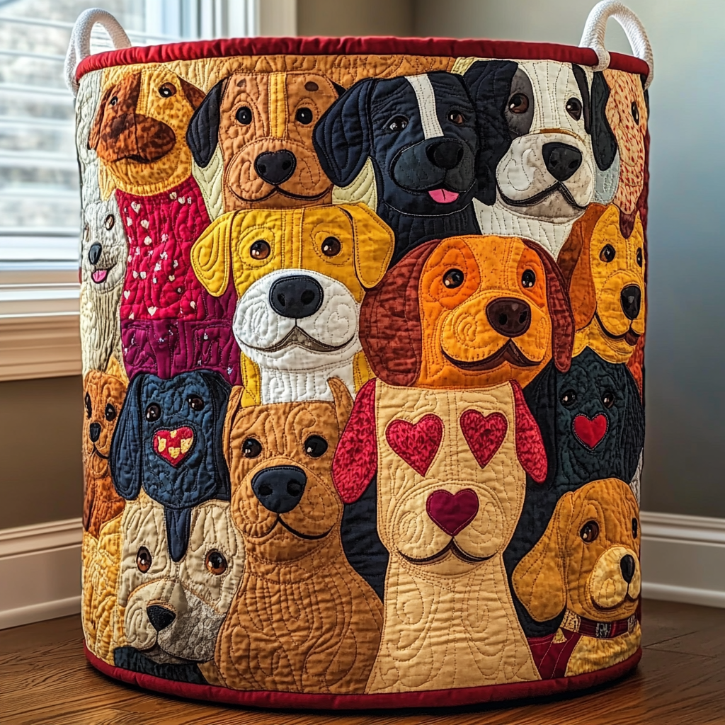 Smiling Dogs Laundry Basket Laundry Gifts, Housewarming Gift Ideas, Mother's Day Gifts