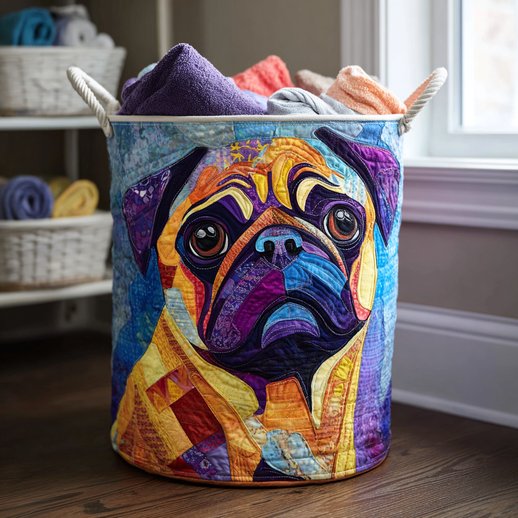 Smiling Pug Laundry Basket Laundry Gifts, Housewarming Gift Ideas, Mother's Day Gifts