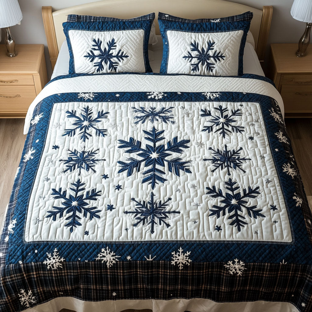 Snowflake Joyful Ride 3-Piece Quilted Bedding Set Fall Quilt Sets Thanksgiving Gift