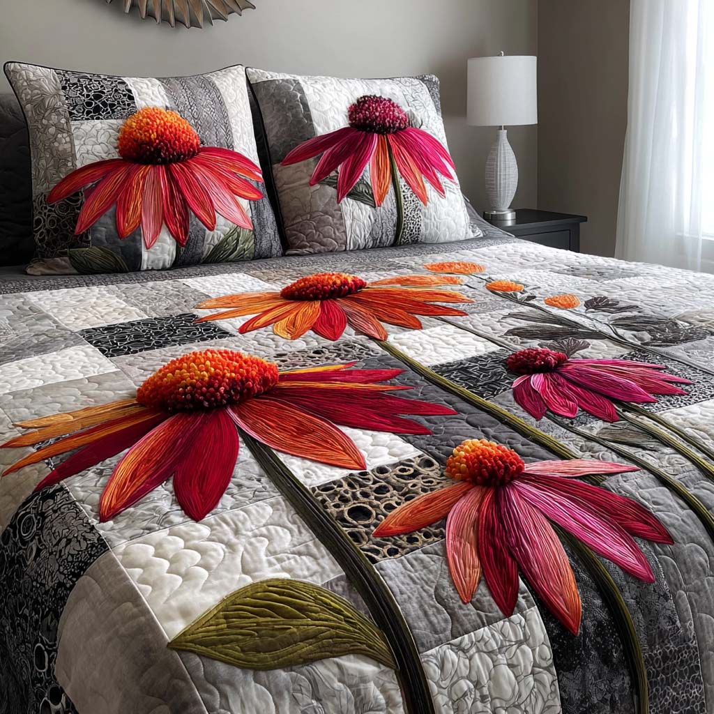 Spring Blossom 3-Piece Quilted Bedding Set Fall Quilt Sets Nature Lover Gift Fall Decor Gift