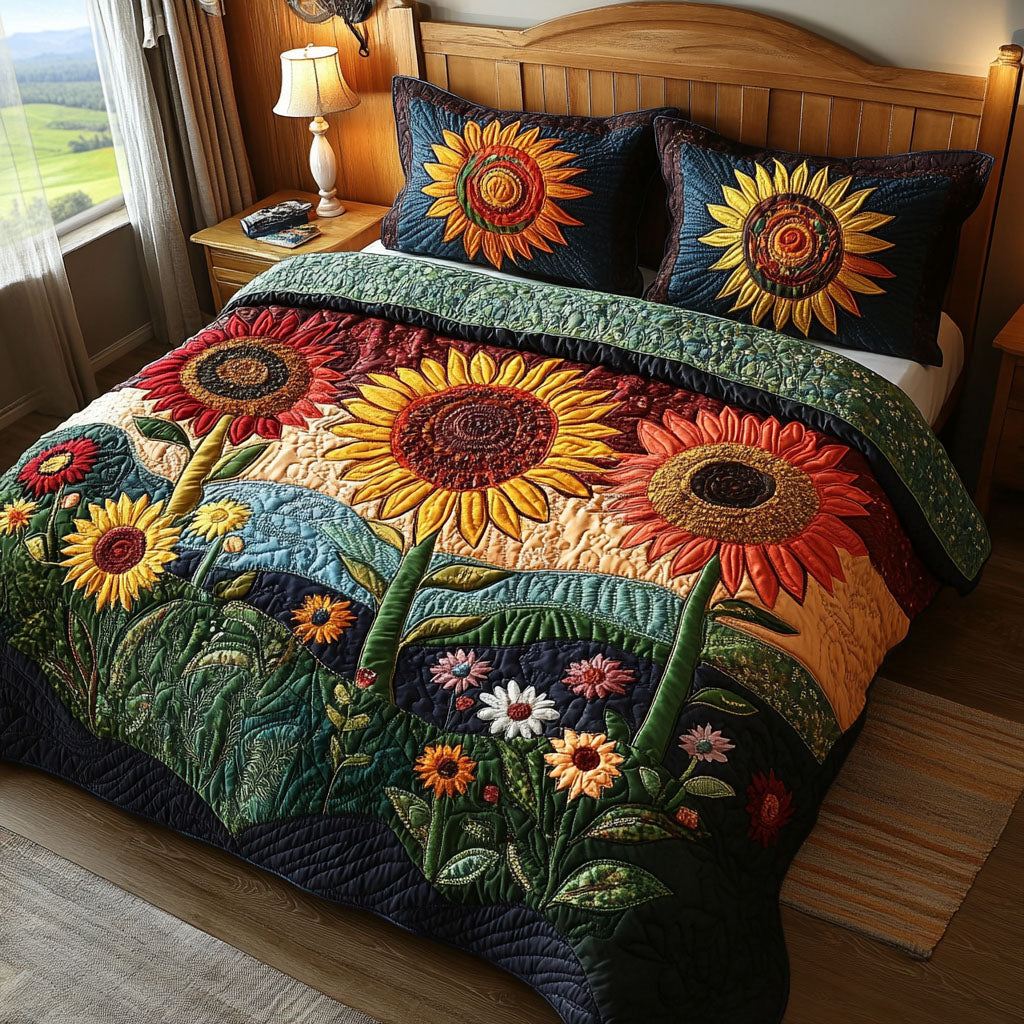 Sunkissed Petal Dreams Quilted Bedding Set Quilted Bedspread Nature Lover Gift Fall Decor Gift